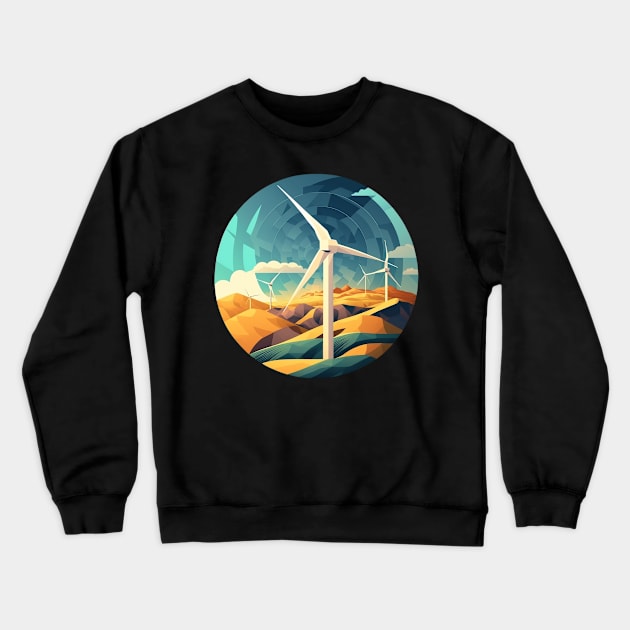 Wind Turbine Park Green Energy Crewneck Sweatshirt by UnrealArtDude